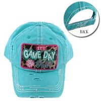 It's Game Day Yall Turquoise  Hat Factory Distressed Cap Adjustable  eb-15491496